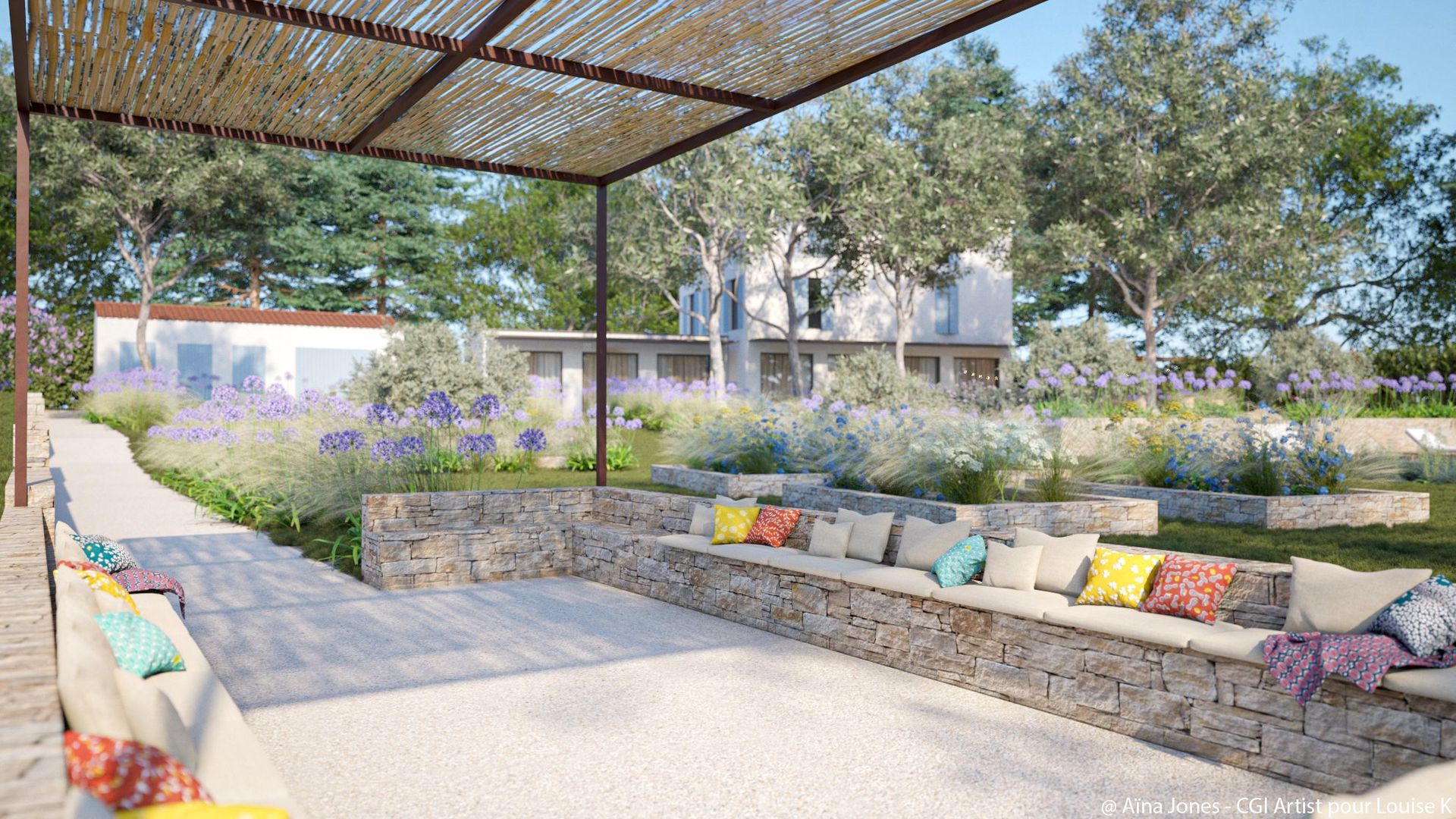 Pergola sur-mesure avec un espace détente à Aix-en-Provence
