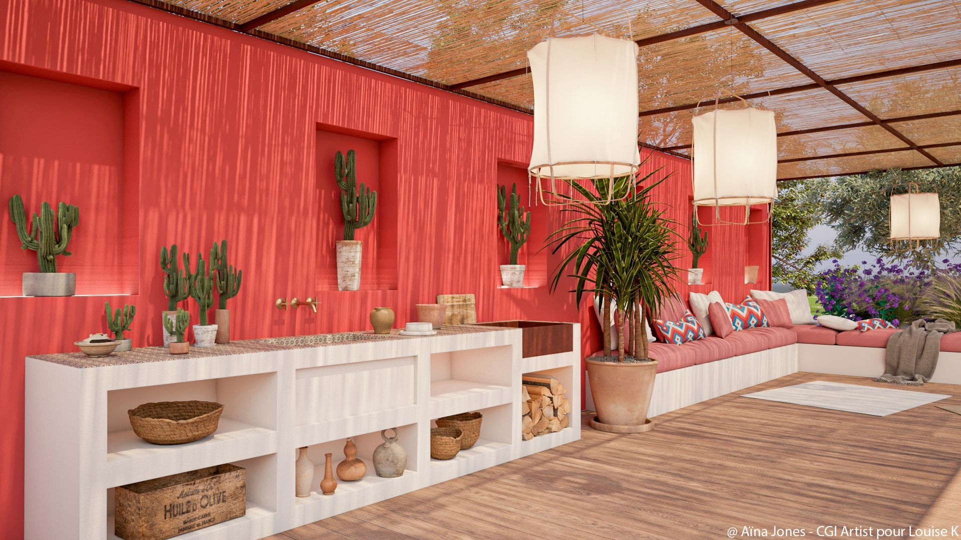 Terrasse couleur terracotta à Luberon