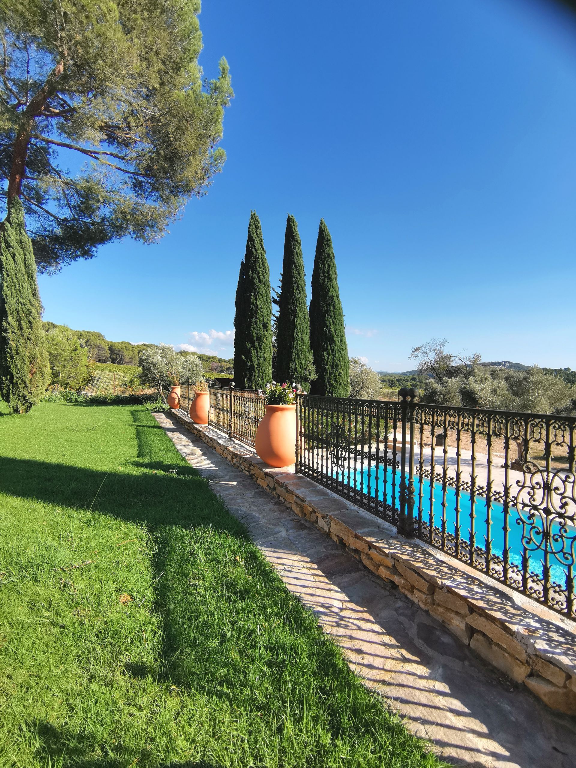 Piscine avec barrière en fer forgée à Aix-en-Provence 