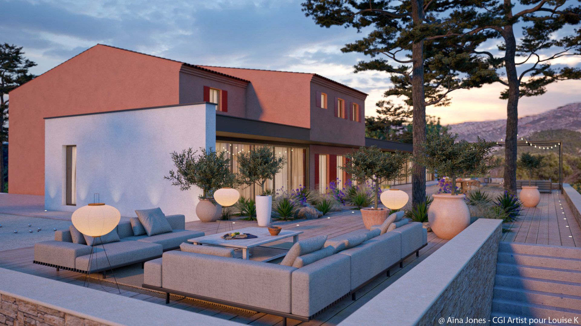 Terrasse et maison à Le Tholonet