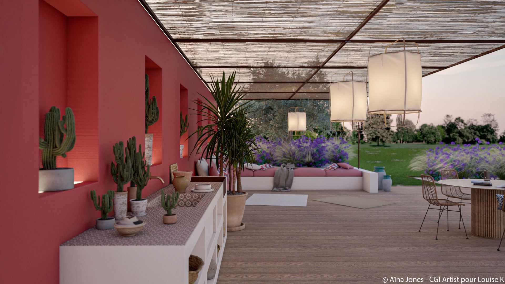 Terrasse bois et mobiliers de jardin à Luberon