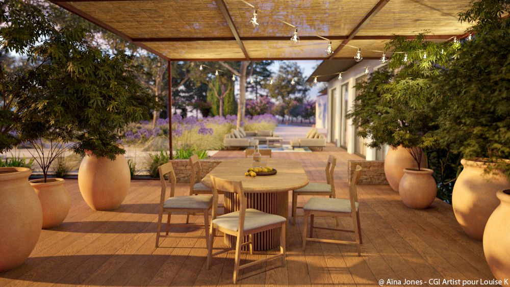 Coin repas, extérieur maison sous la pergola à Aix-en-Provence