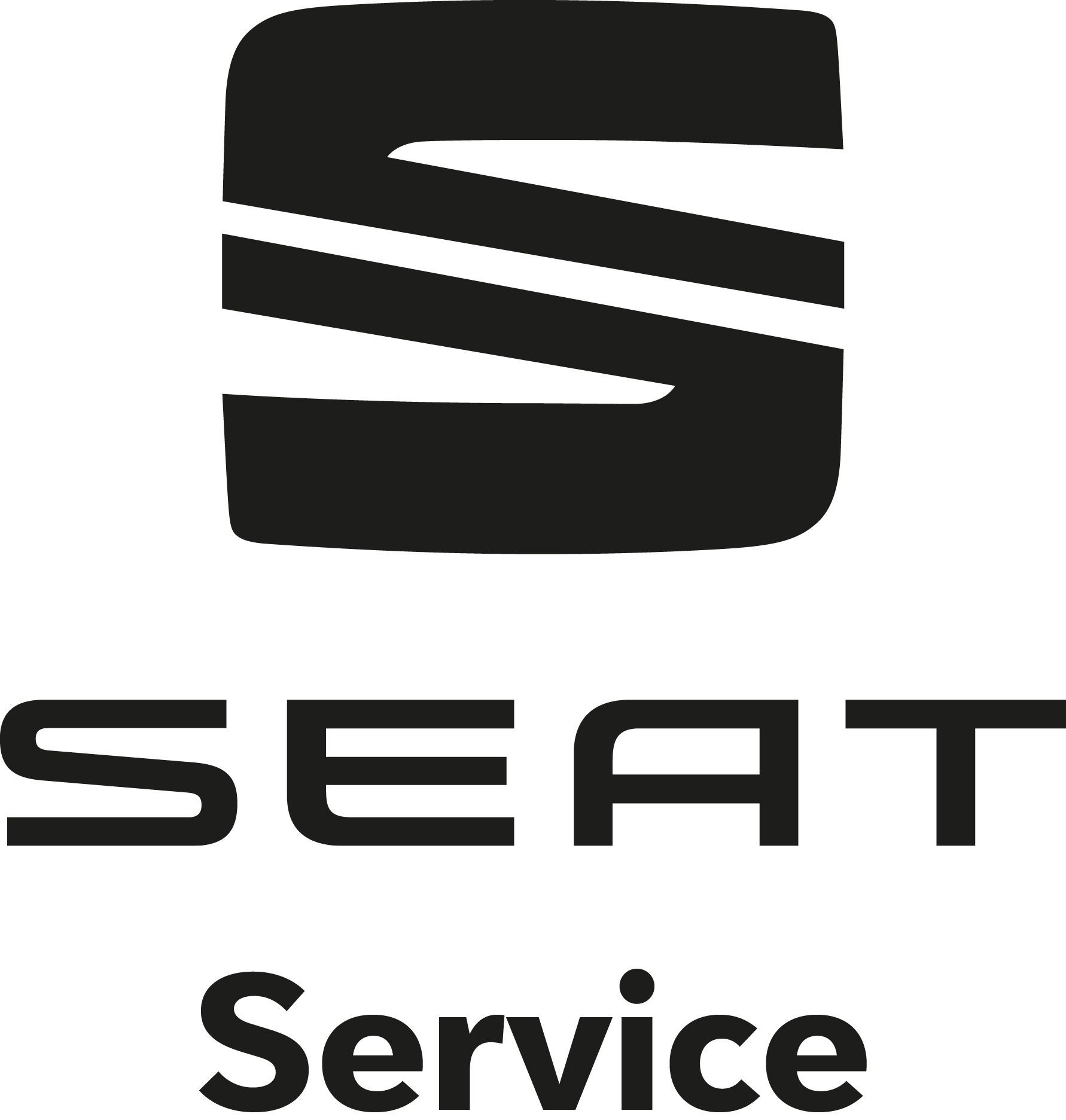 Das stilisierte „S“-Logo von Seat in einer kräftigen, schwarzen Ausführung auf weißem Grund.