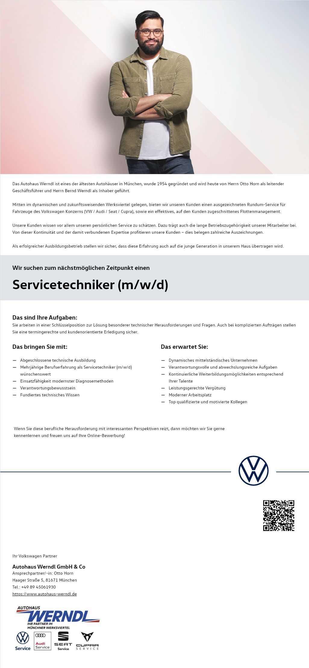 Servicetechniker (m/w/d) gesucht – Stellenanzeige im Autohaus Werndl München