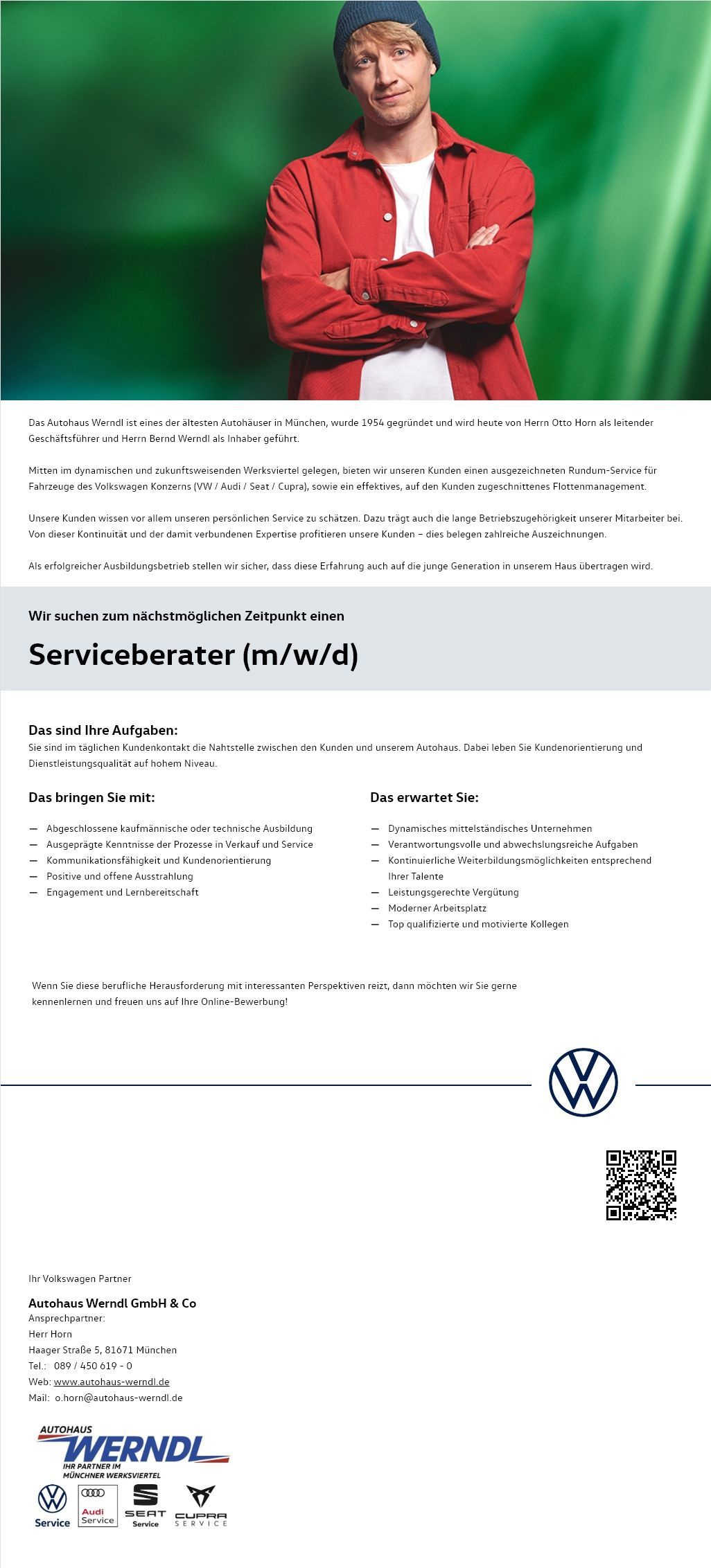 Karriere im Autohaus Werndl: Job als Serviceberater (m/w/d) in München