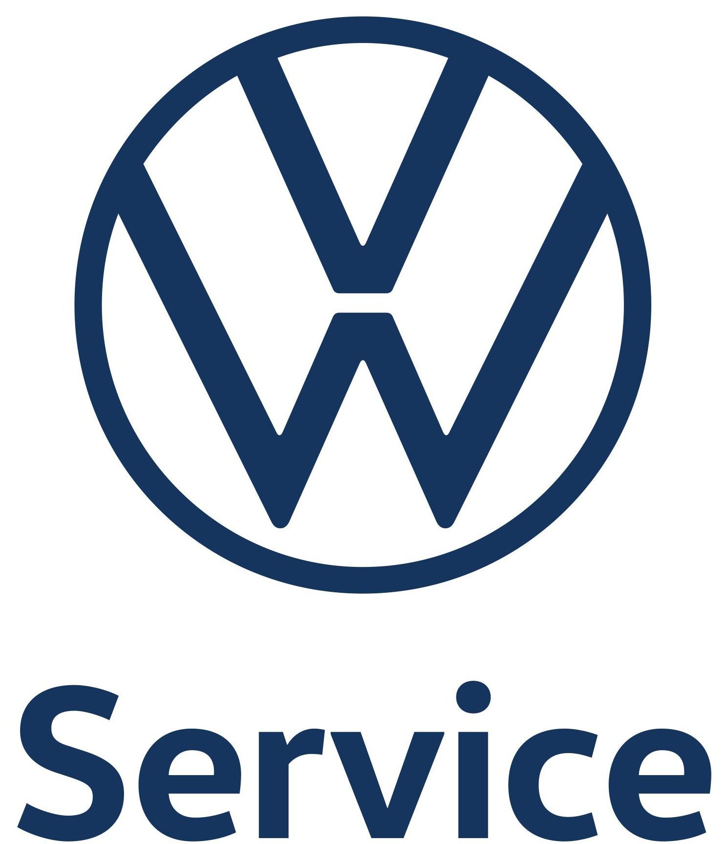Das klassische, dunkelblaue Logo von Volkswagen (VW) in einer minimalistischen 2D-Ansicht auf weißem Grund.