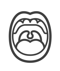 Un dibujo lineal de la boca de una persona con la lengua afuera.