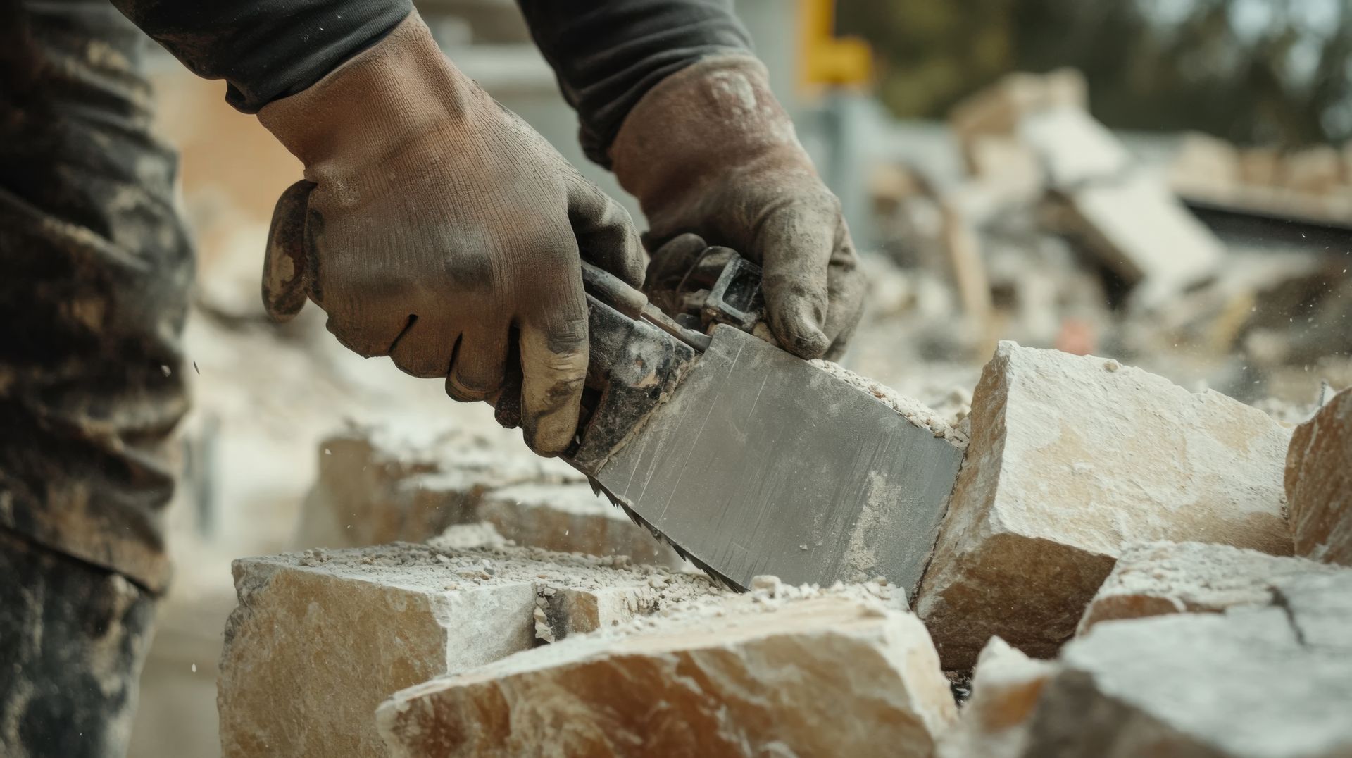 Un homme casse des pierres