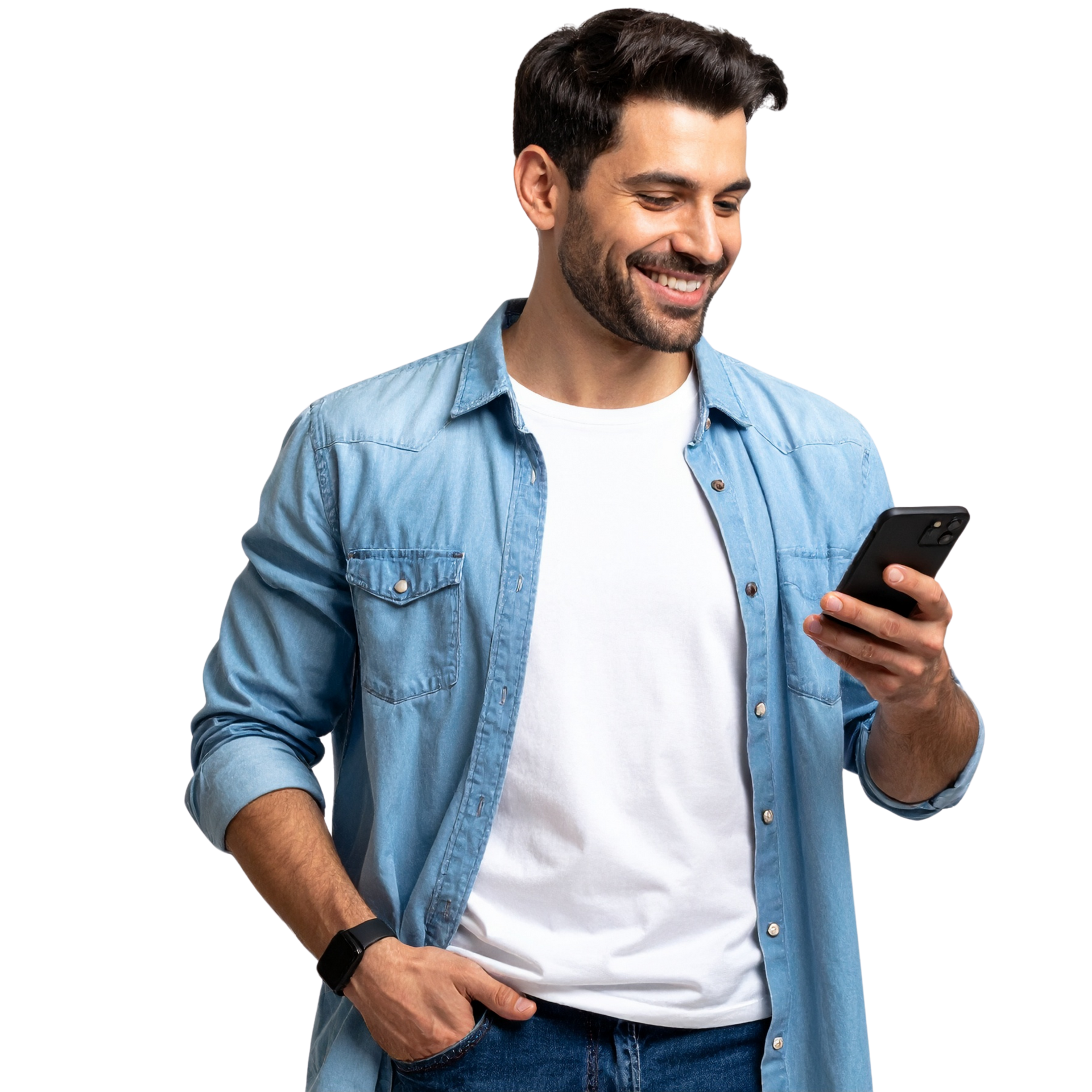 Un jeune homme sur son téléphone