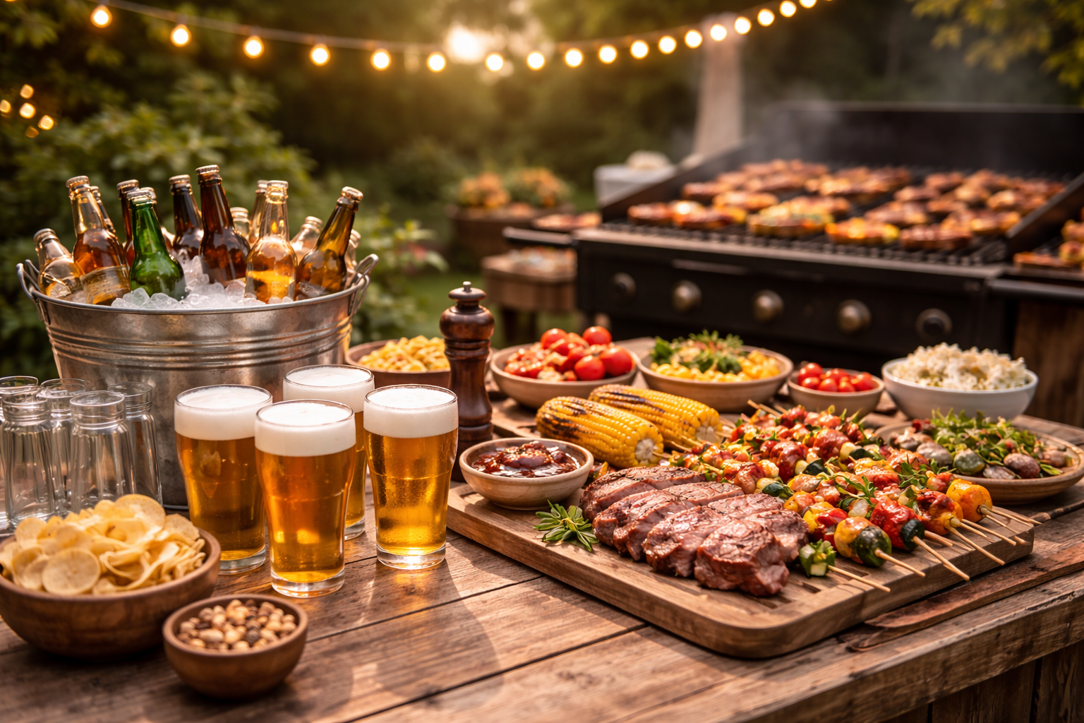 Buffet extérieur avec bières