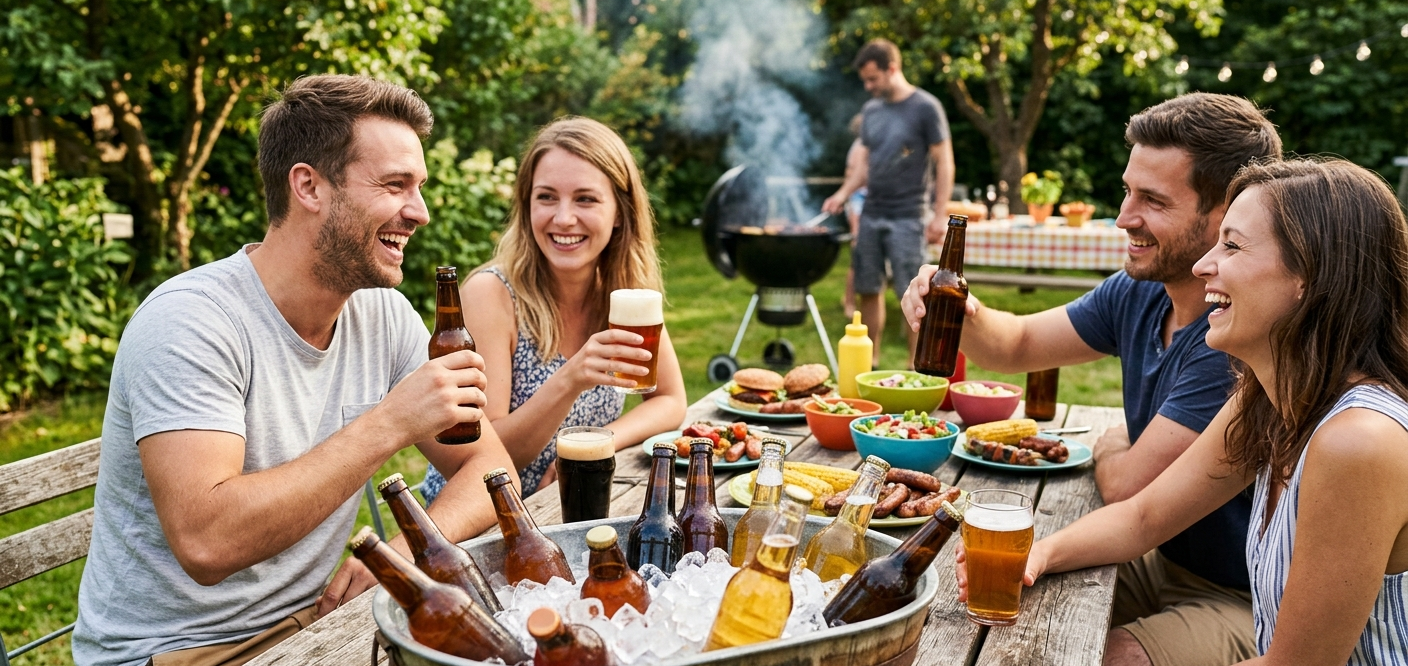 Des amis partagent des boissons et de la nourriture
