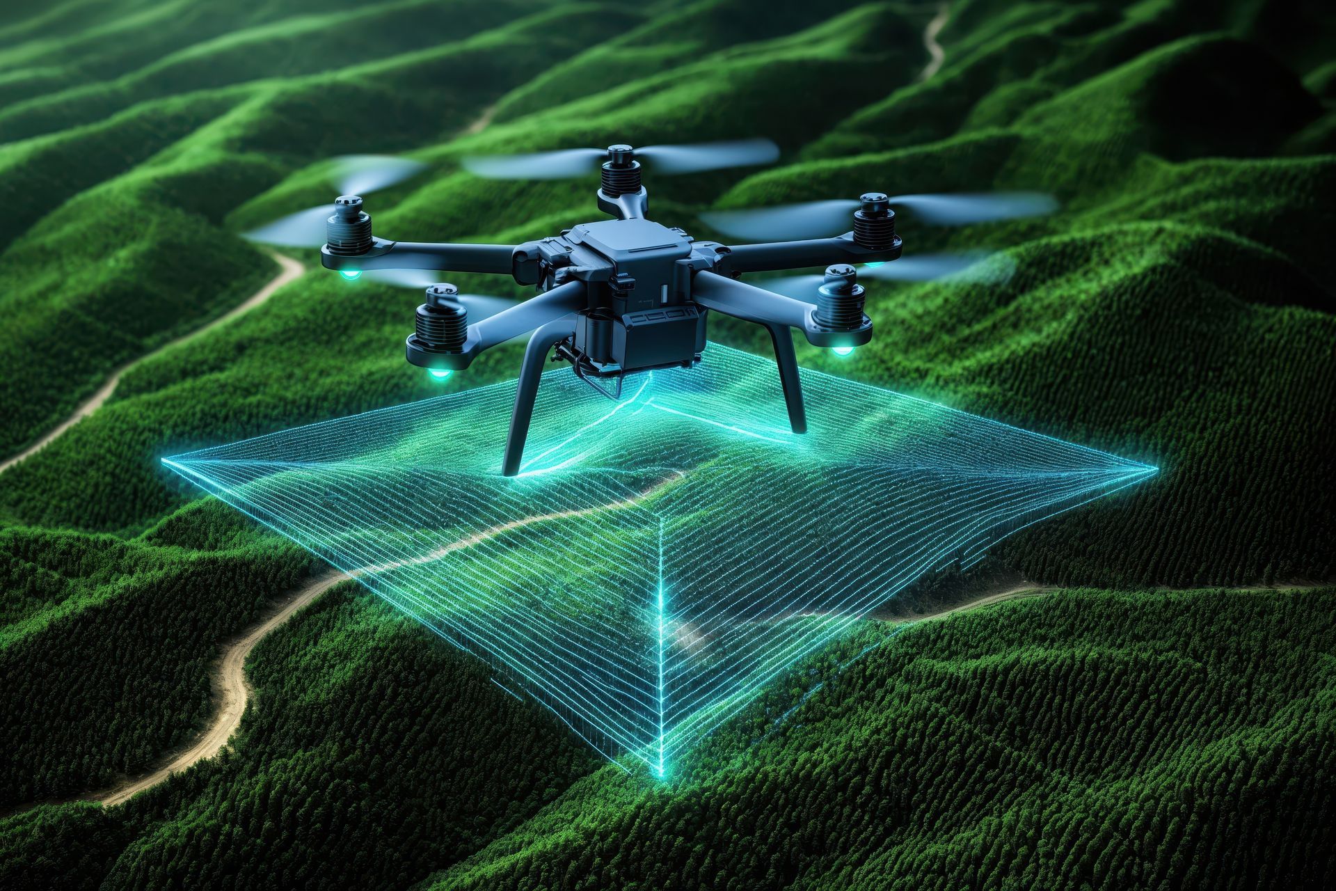 Un drone au-dessus de la nature.