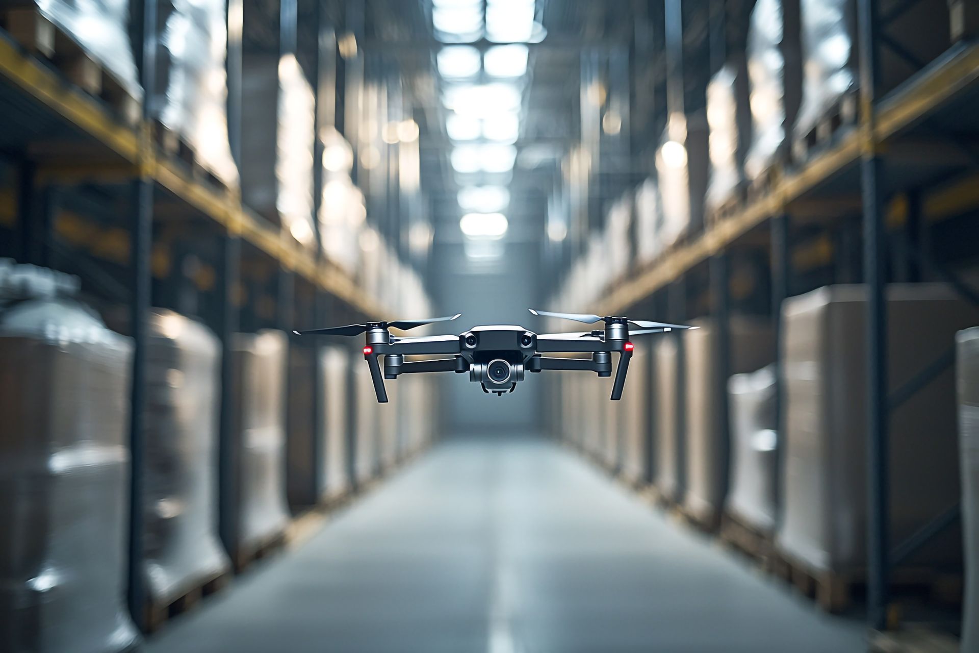 Un drone dans un entrepot.