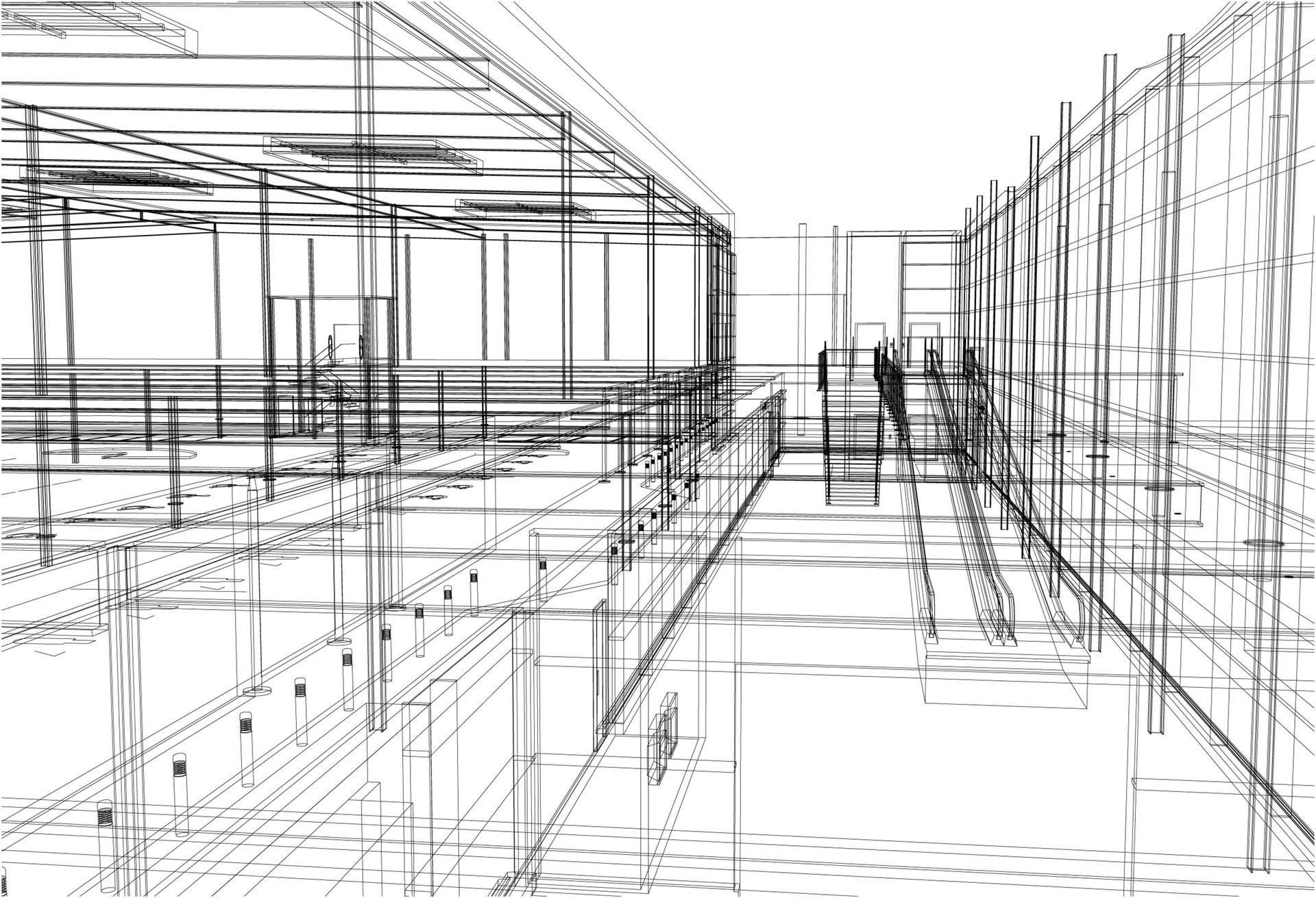 La modélisation 3D d'un bâtiment.