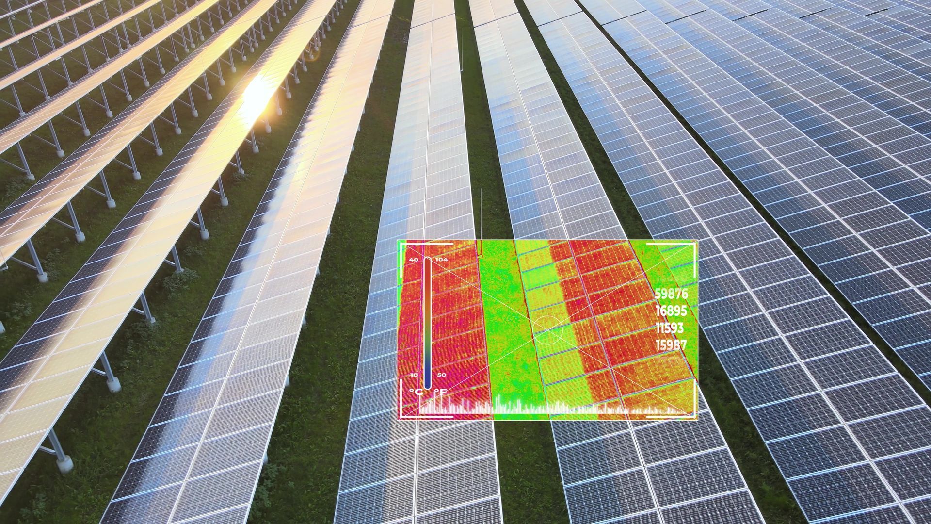 Une image thermique de panneaux solaires.