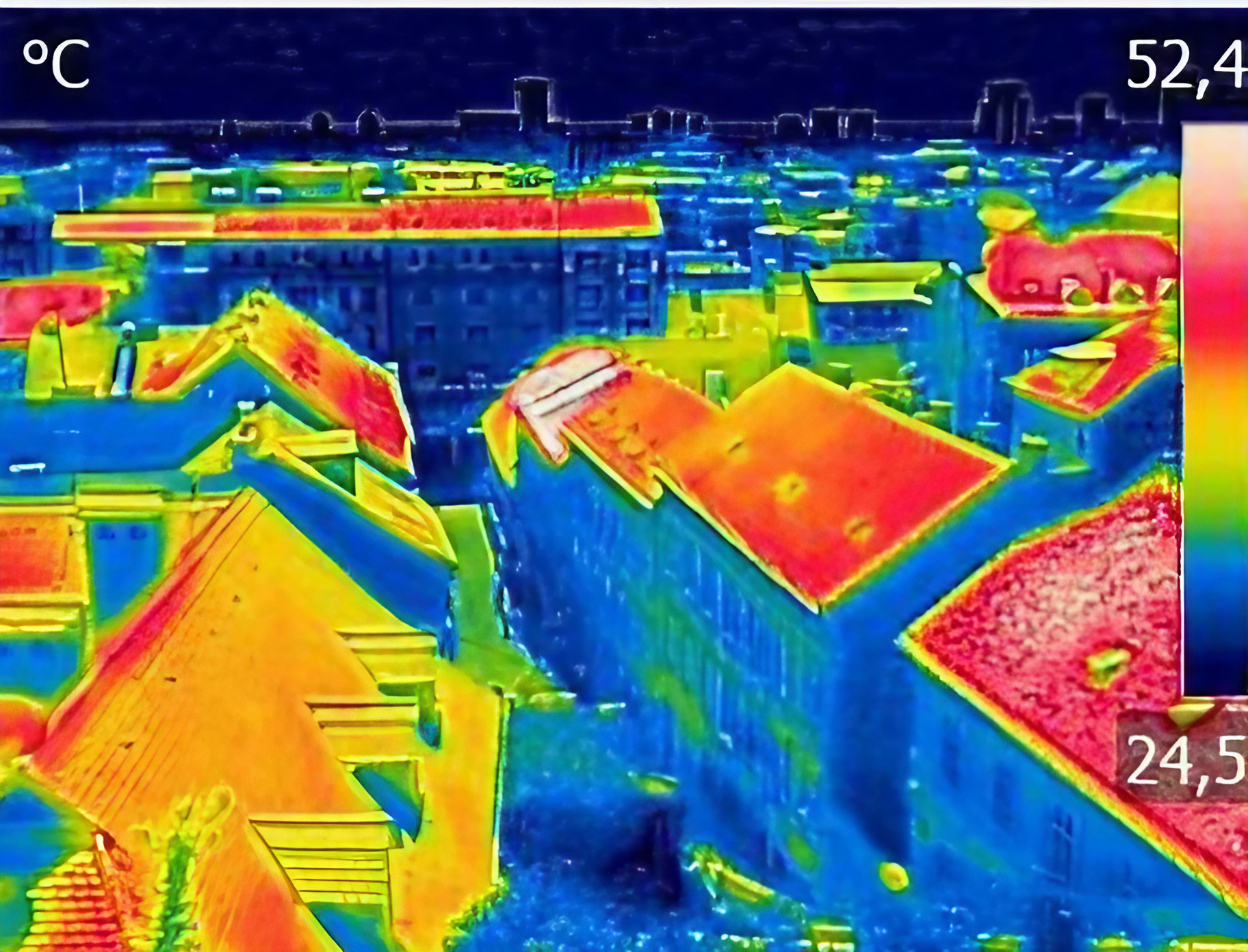 La photo thermique d'un bâtiment.