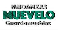 Logotipo de "Mudanzas Muevelo" con texto en plata y verde, y "Guardamuebles" debajo.