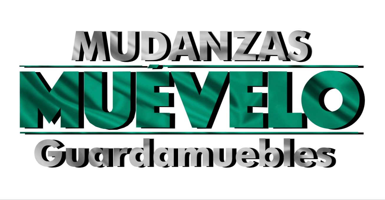 Logotipo de "Mudanzas Muevelo" con texto en plata y verde, y "Guardamuebles" debajo.