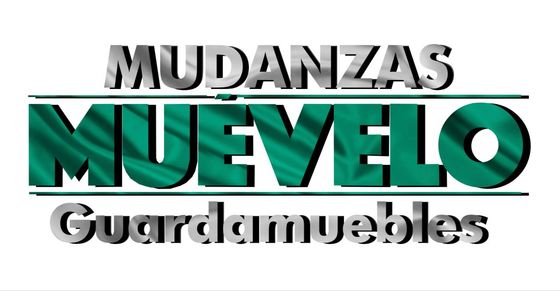 Logotipo de "Mudanzas Muevelo" con texto en plata y verde, y "Guardamuebles" debajo.