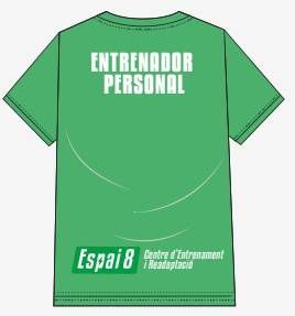 La parte trasera de una camiseta verde con las palabras entrenador personal.