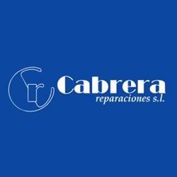 El logotipo de cabrera reparaciones sl está sobre un fondo azul.
