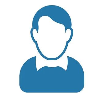 Un icono azul de un hombre sin rostro.