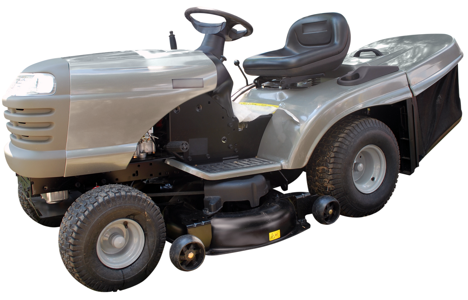 Tracteur-tondeuse gris détouré