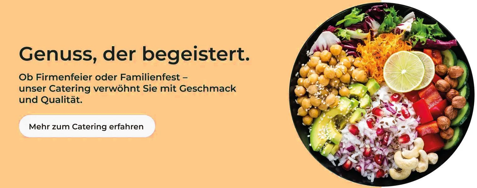 Ein Bild von einem Salat mit den Worten „Genuss der Begleitert“ auf der Unterseite