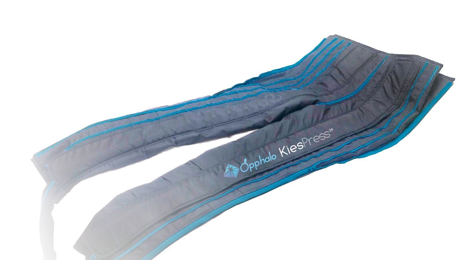 Pantalones de compresión grises con detalles azules y la marca