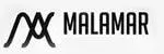 Un logotipo en blanco y negro para xx malamar sobre un fondo blanco.