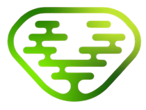 Un gráfico estilizado de color verde brillante que representa un árbol con ramas planas, horizontales y que parecen nubes