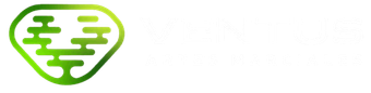 Un logotipo abstracto de color verde con forma de &aacute;rbol junto al texto blanco "VENTUS ARTES MARCIALES" sobre un fondo oscuro.