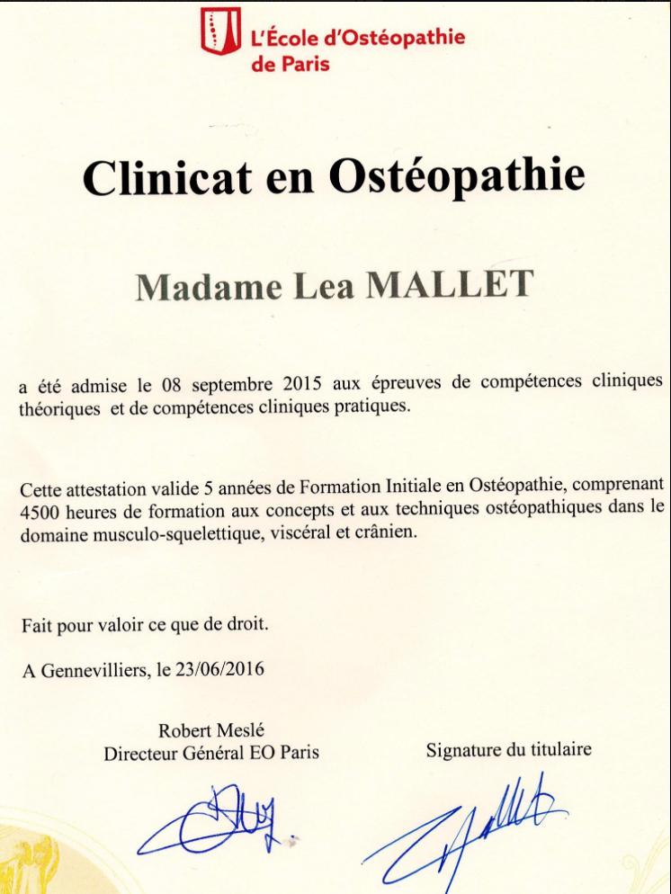 Clinicat en ostéopathie