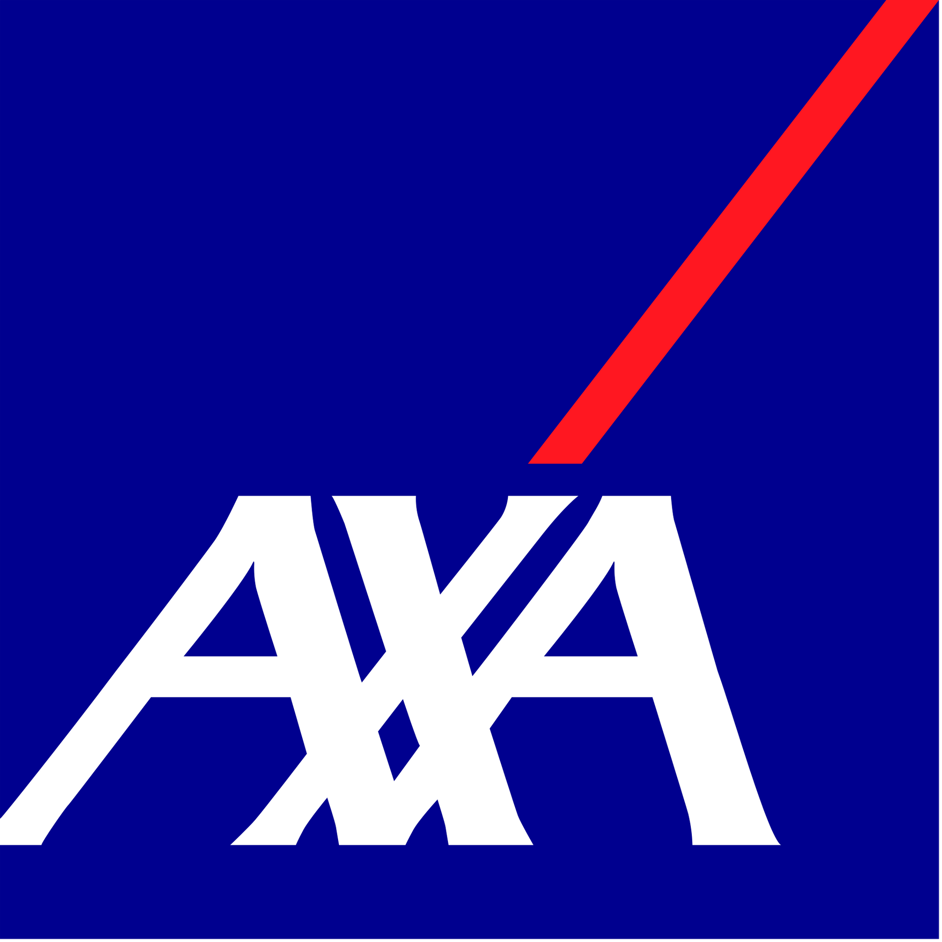 Logotipo de AXA: letras estilizadas blancas 