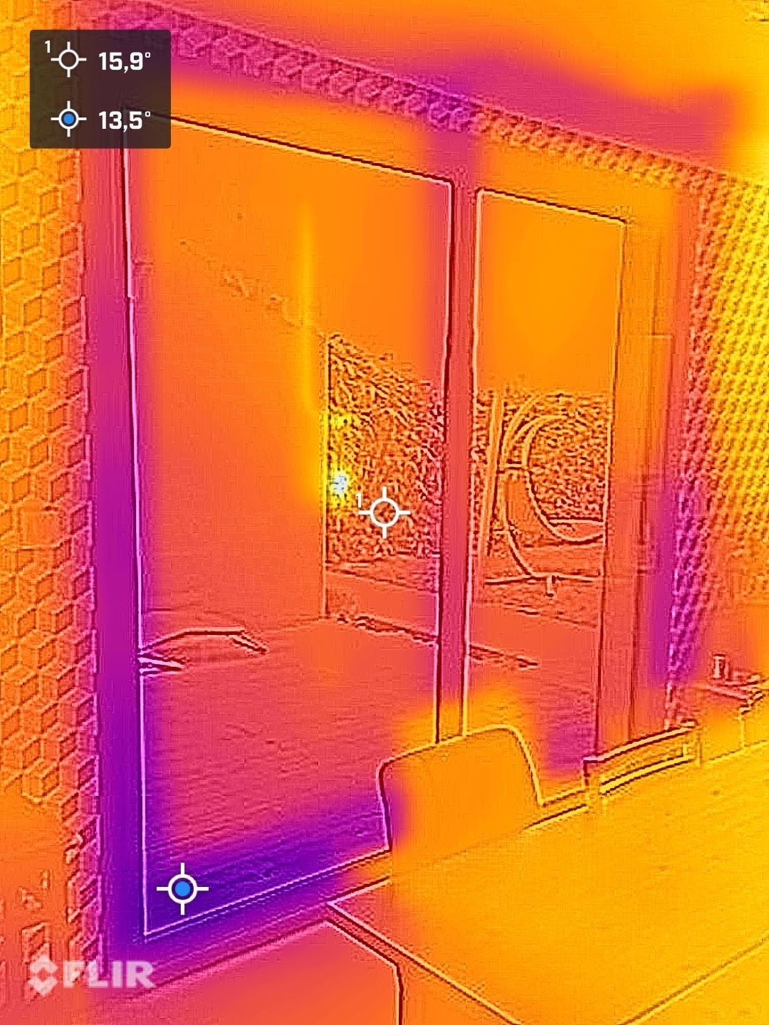 Baie vitrée après analyse thermographique