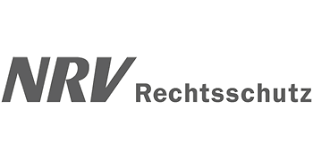 Ein schwarz-weißes Logo für NRV Rechtsschutz auf weißem Hintergrund.