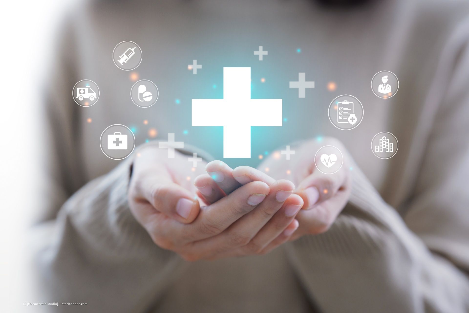 Hände halten ein animiertes Herz