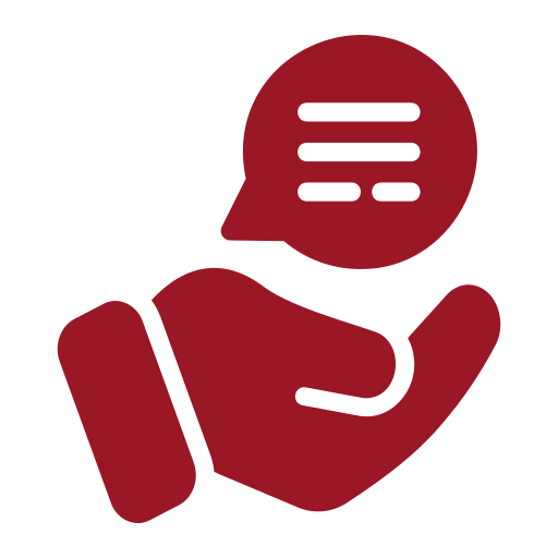 Icon Hand mit Sprechblase