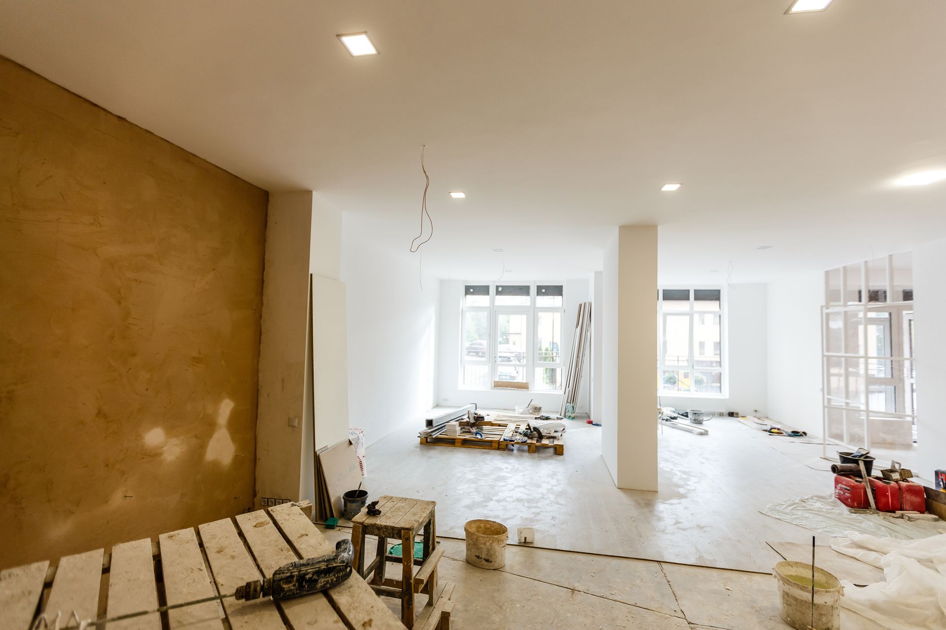 L'intérieur d'une demeure en construction.