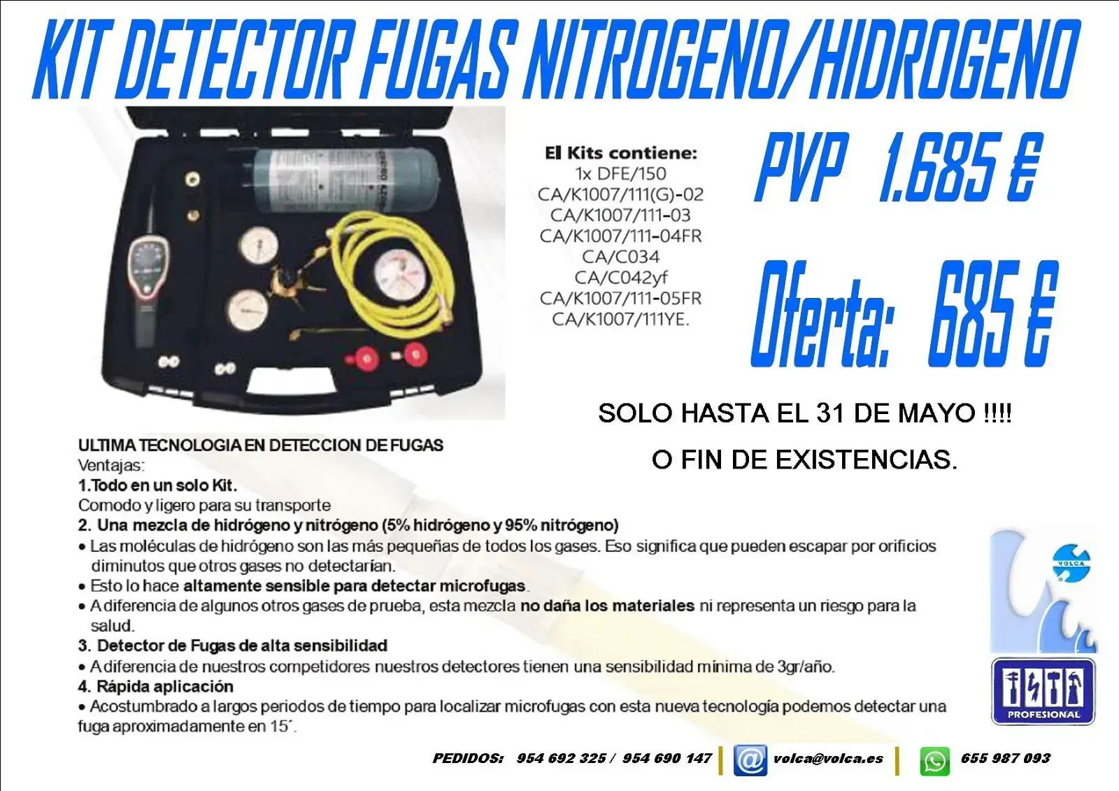 Un cartel para un kit detector de fugas de nitrógeno/hidrógeno