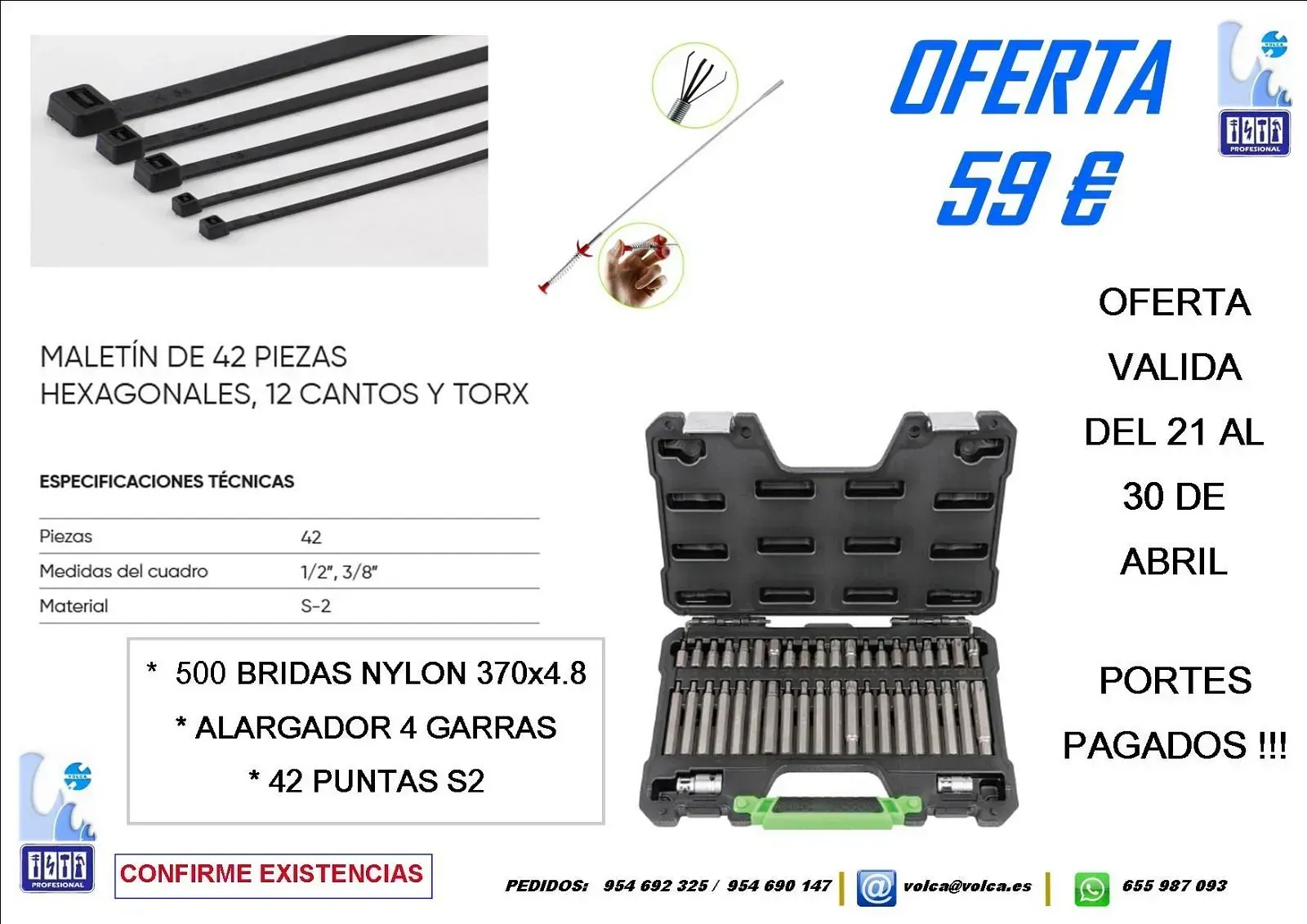 Una imagen de un juego de herramientas con un precio de 59 euros.