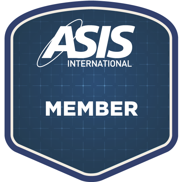 Ein Abzeichen mit der Aufschrift „Asis International Member“