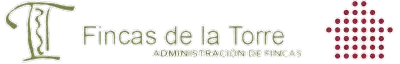 Un logotipo para fincas de la torre con un edificio al fondo.