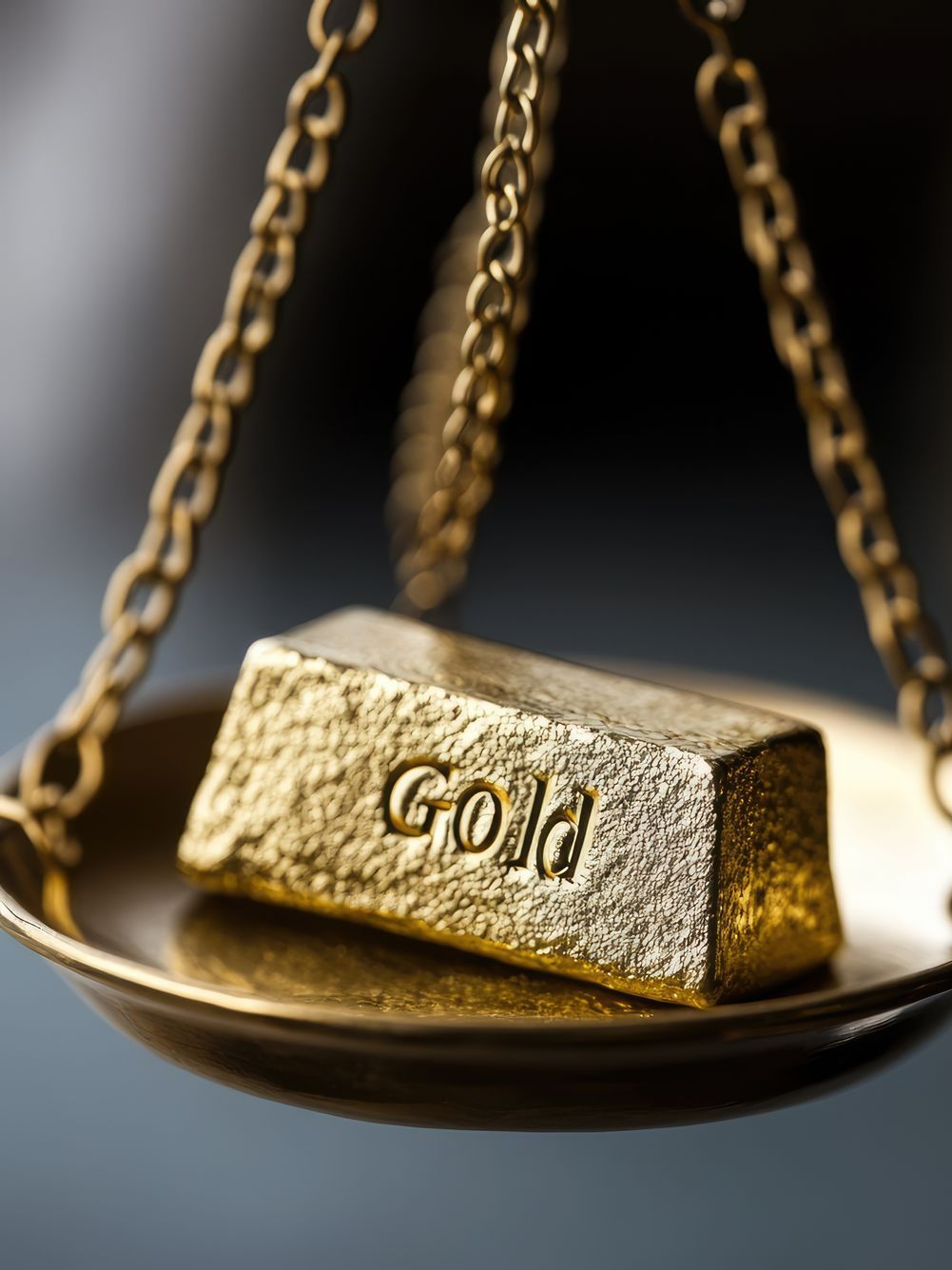Un lingot d'or dans une balance
