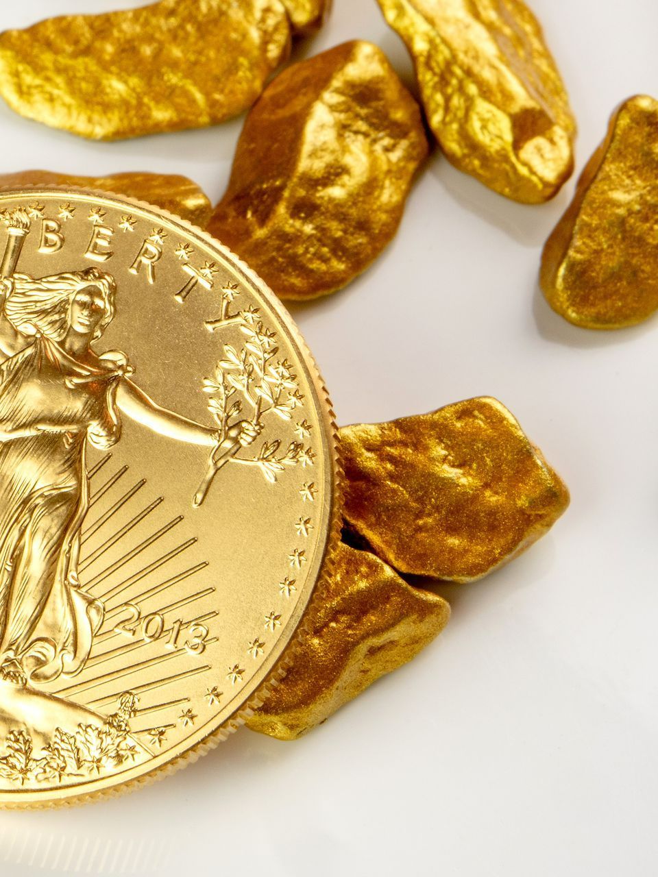 Un double eagle et des pépites d'or