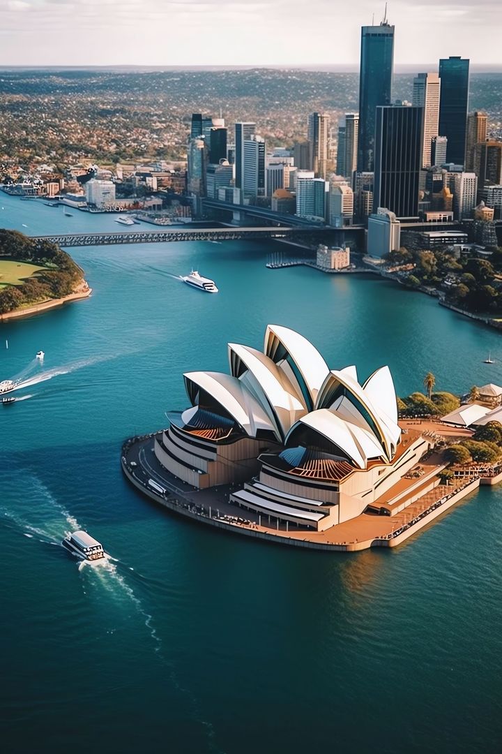 Une vue aérienne de Sydney et son opéra