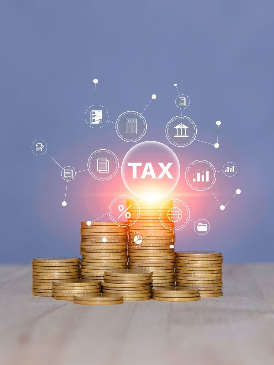 Une taxe de pièce et un diagramme dessus