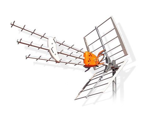 Un primer plano de una antena sobre un fondo blanco.