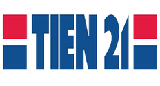 Un logotipo azul, rojo y blanco para Tien 21