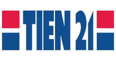 Un logotipo azul, rojo y blanco para Tien 21